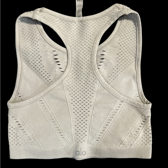 ALO Yoga Gray Textured Cut-Out Tank Top - Picture 2 of 5